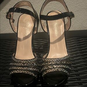 Chic Black Rhinestone Heels